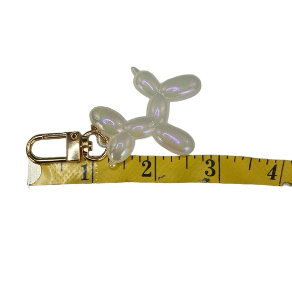 White Iridescent Multichrome Balloon Dog Bag Charm Keychain - Picture 8 of 10